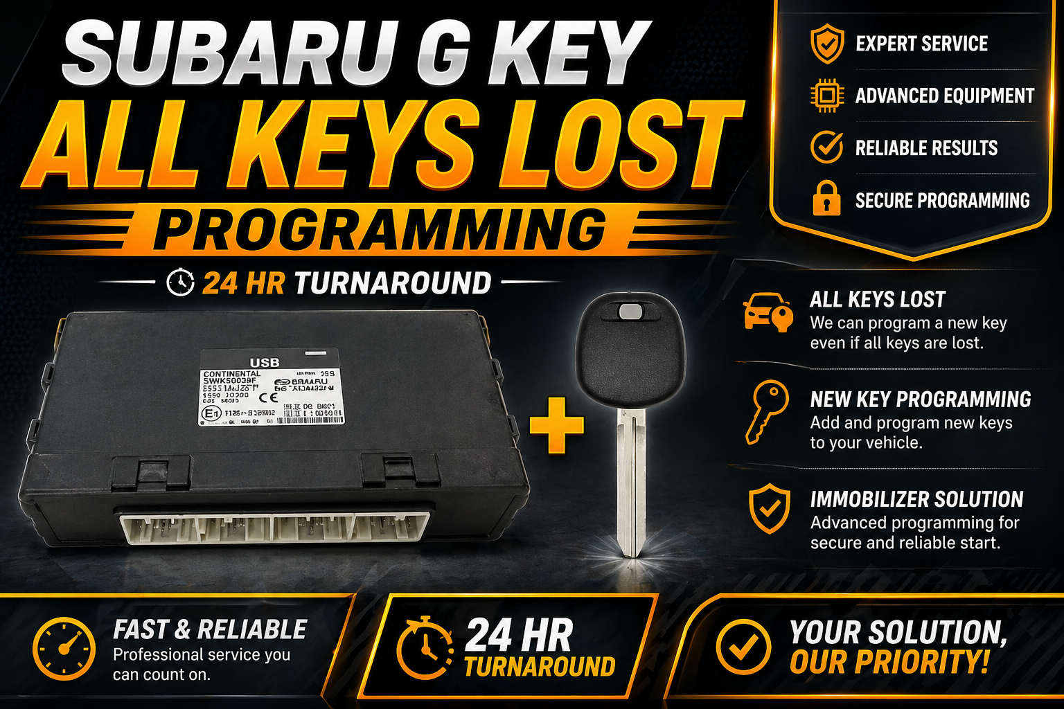 2012 -2019 Subaru Mail-In G-Chip Key Programming 2x keys