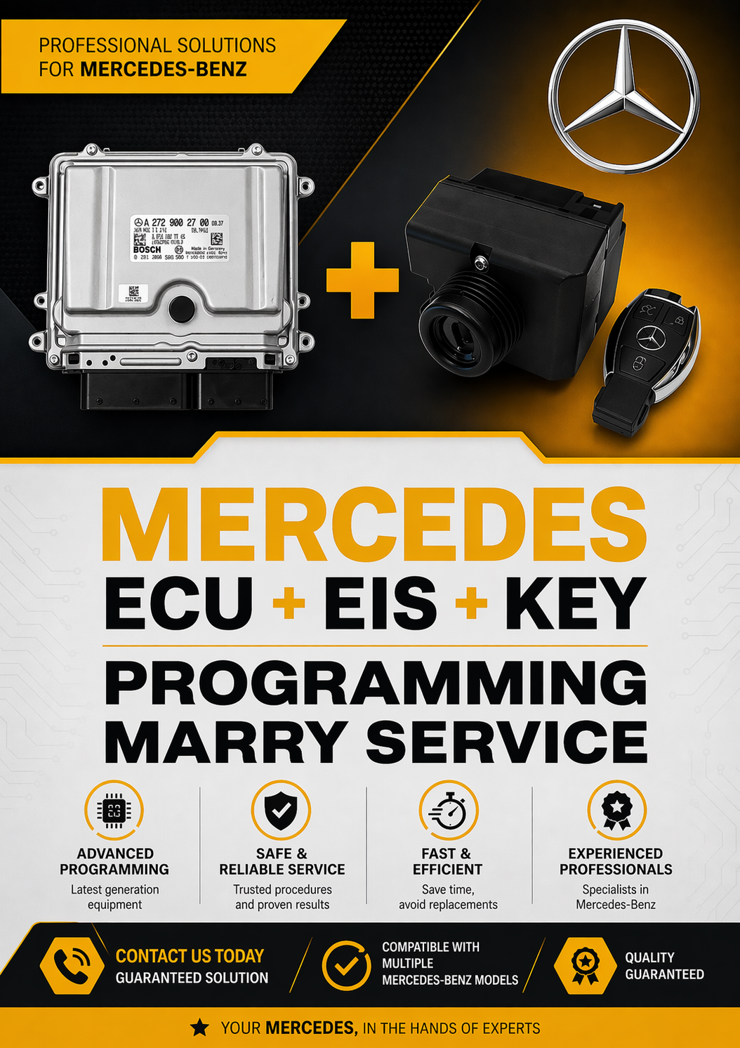 Mercedes Benz ECU + EIS + Key Programming Service Marry ECM EZS for plug & play